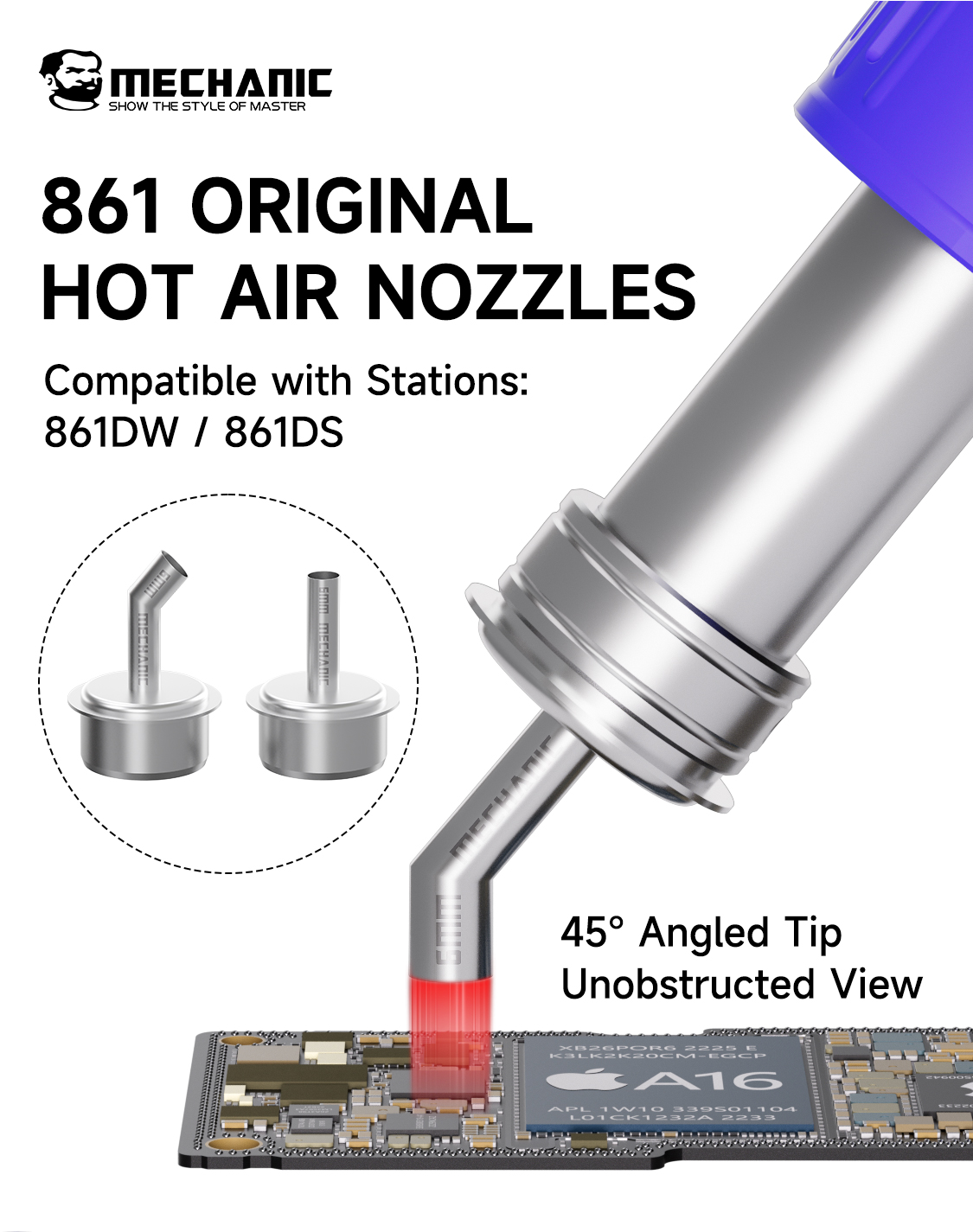 Hot Air Rework Station 861Dw - Kit Nozel Udara Panas Mechanic 861